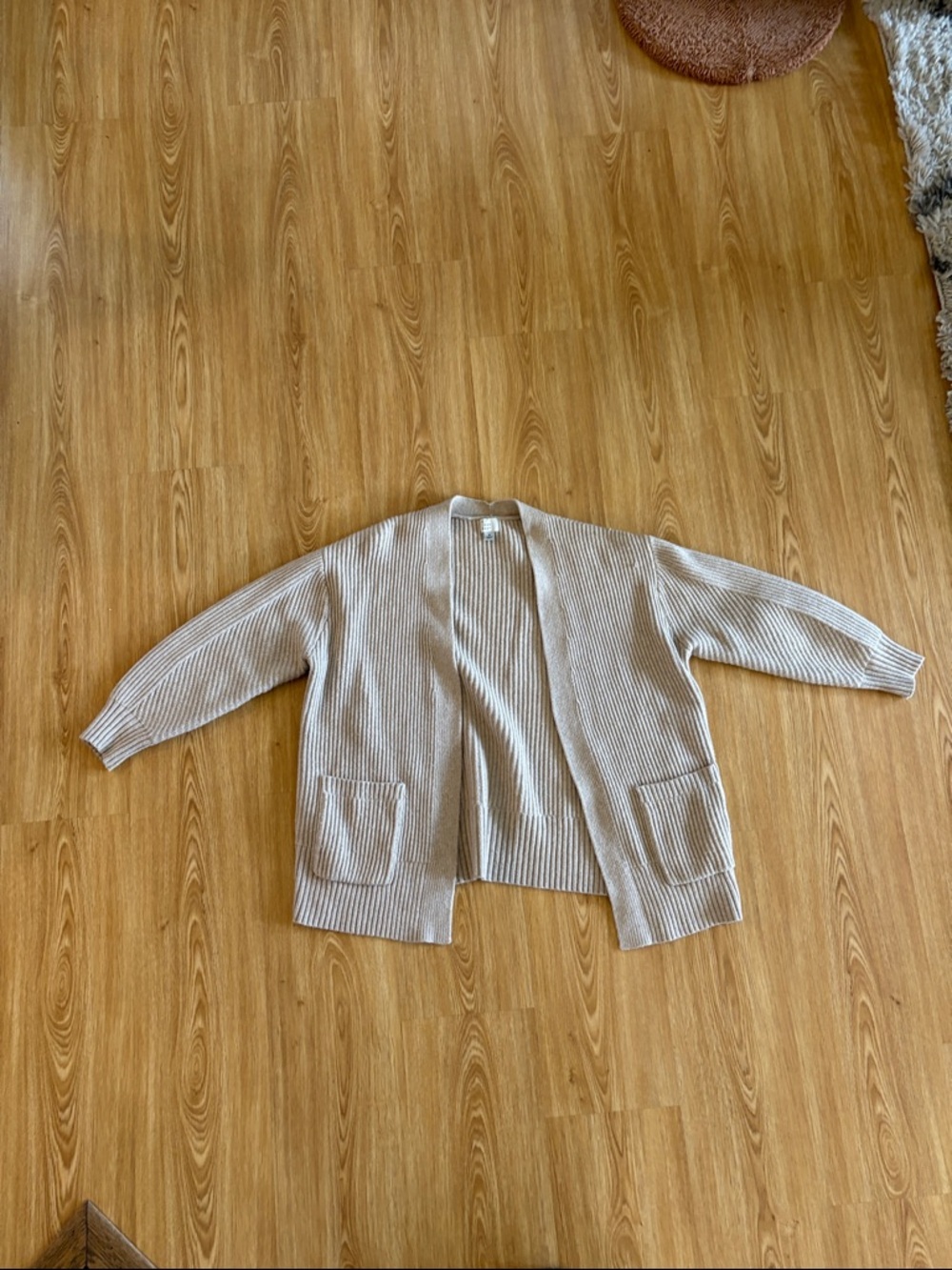 a new day Open-Front Cream Ribbed Cardigan with Pockets